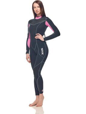 NWT Seac Sense Long, Women's 3MM One-Piece Wetsuit Black and Pink Size S